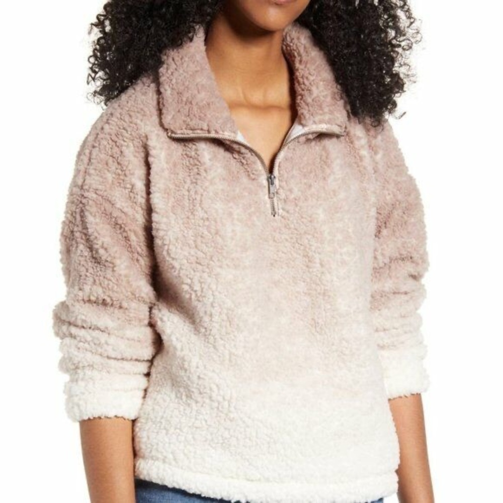THREAD & SUPPLY Ombré Quarter Zip Fleece Milk Mauve